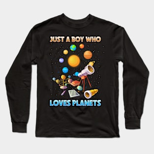 Just A Boy Who Loves Planets I Science Chemistry Long Sleeve T-Shirt